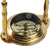 Vintage Shinny Brass Table Decorative Clock With Compass Decor Anitque